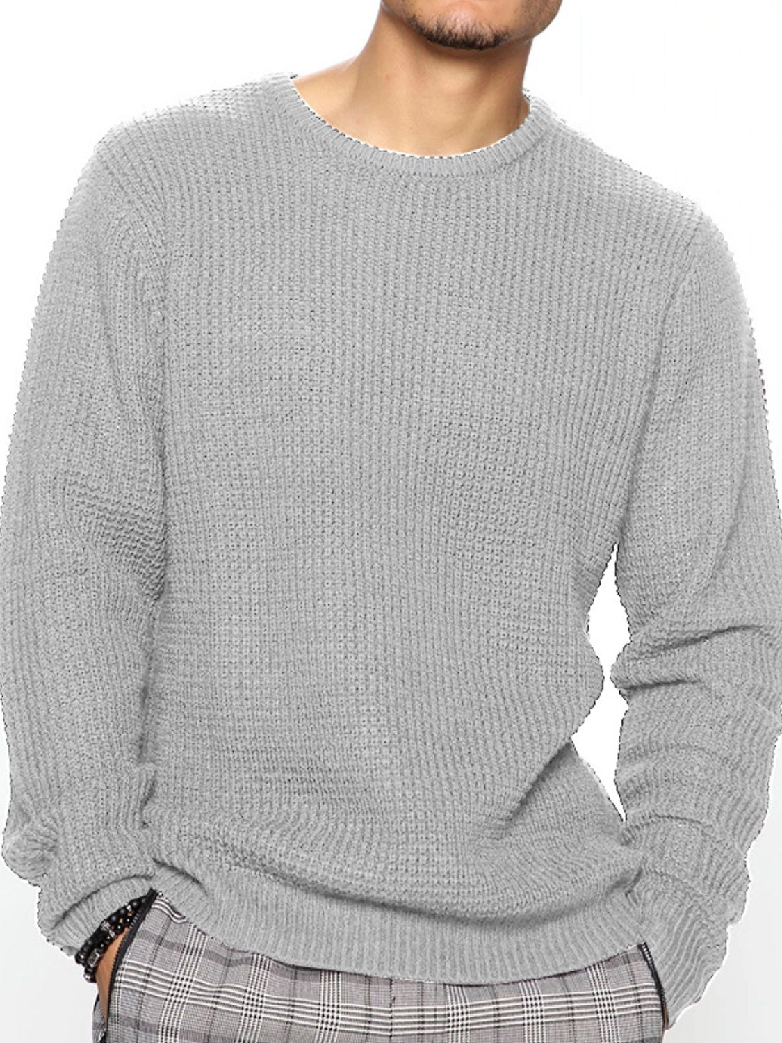 Men's Full Size Round Neck Long Sleeve Sweater