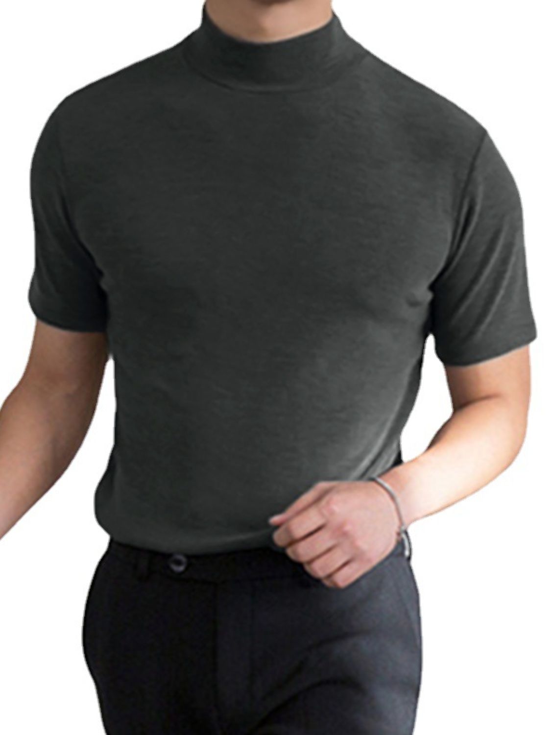 Men's Full Size Mock Neck Short Sleeve T-Shirt Plus Size