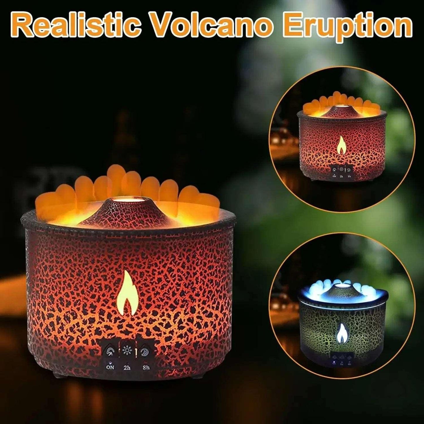Volcano Flame Air Humidifier Light Ultrasonic Essential Oil Aroma Diffuser for Home Room Fragrance Jellyfish Mist Smoke Steamers