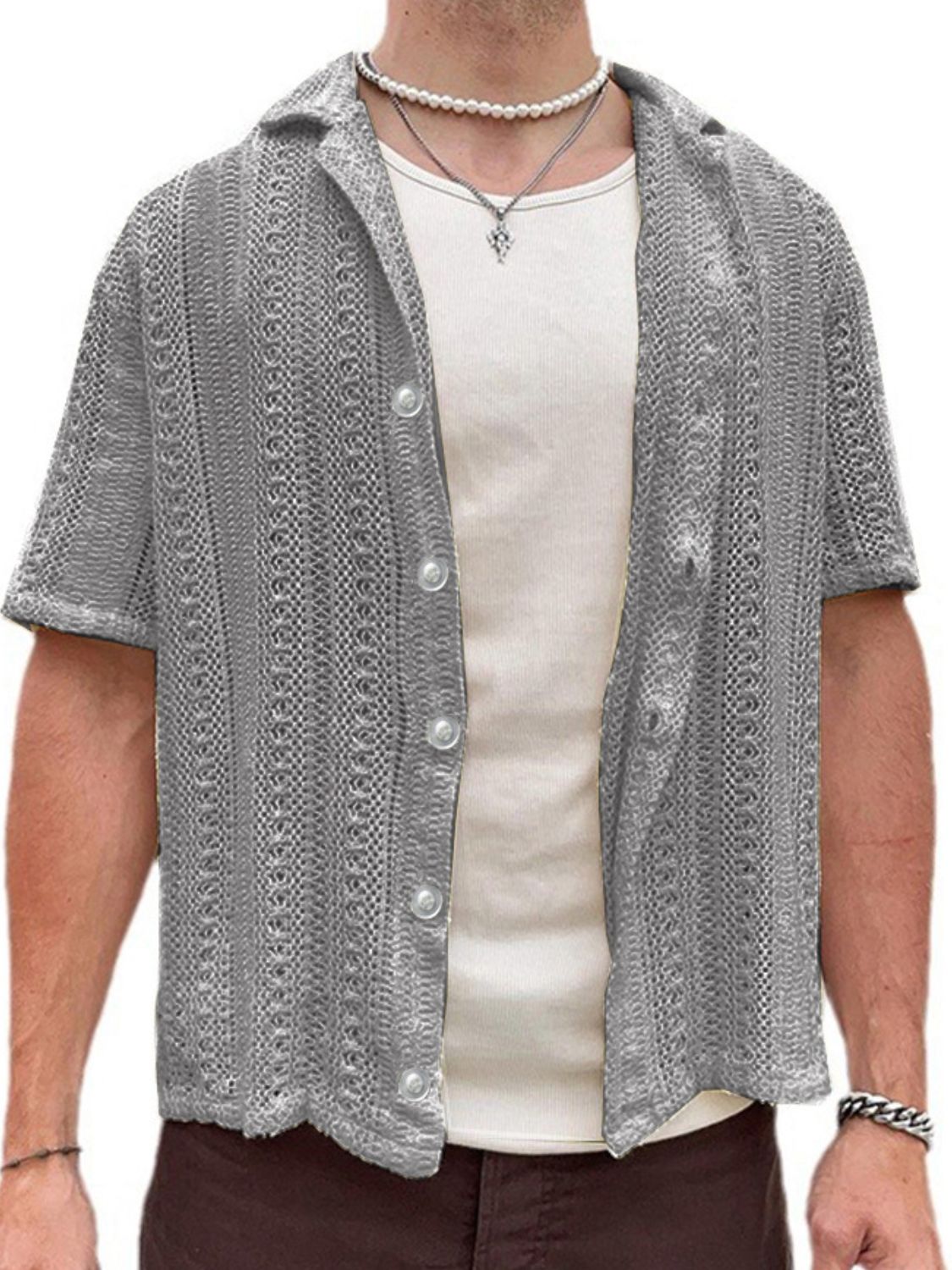 Men's Full Size Button Down Short Sleeve Shirt