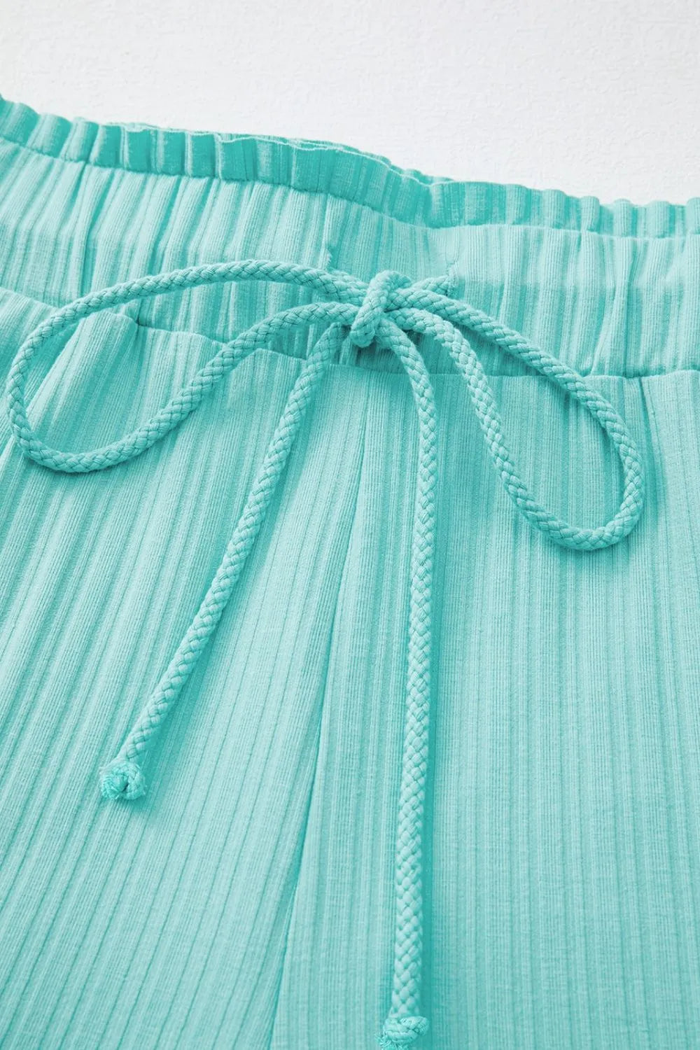 Ribbed Button V Neck Tank Top and Shorts Set