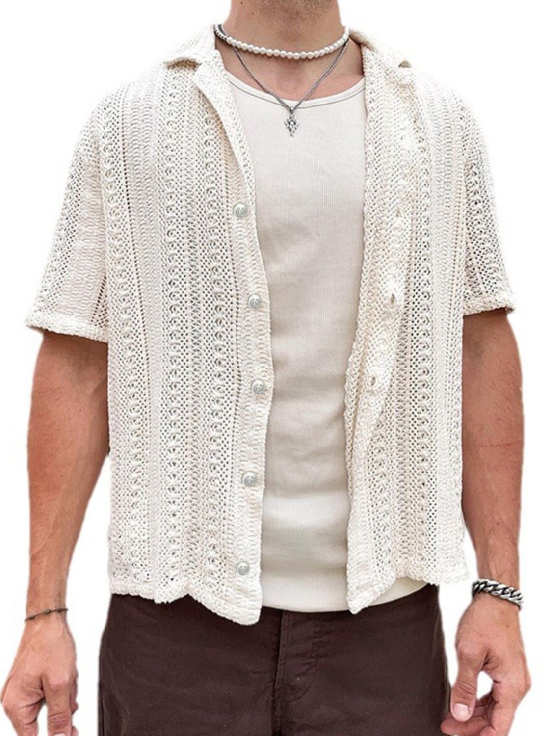 Men's Full Size Button Down Short Sleeve Shirt