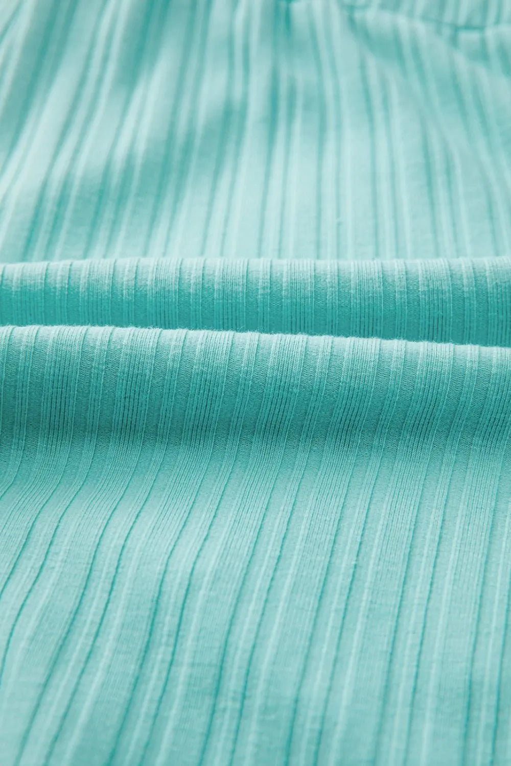 Ribbed Button V Neck Tank Top and Shorts Set