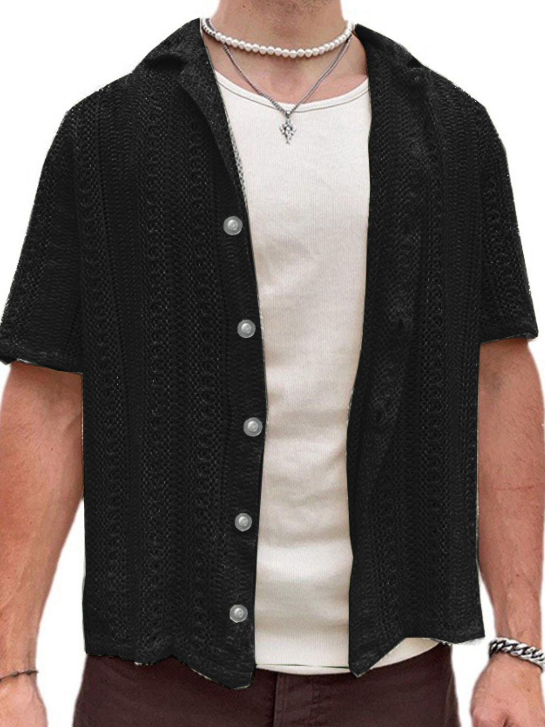 Men's Full Size Button Down Short Sleeve Shirt