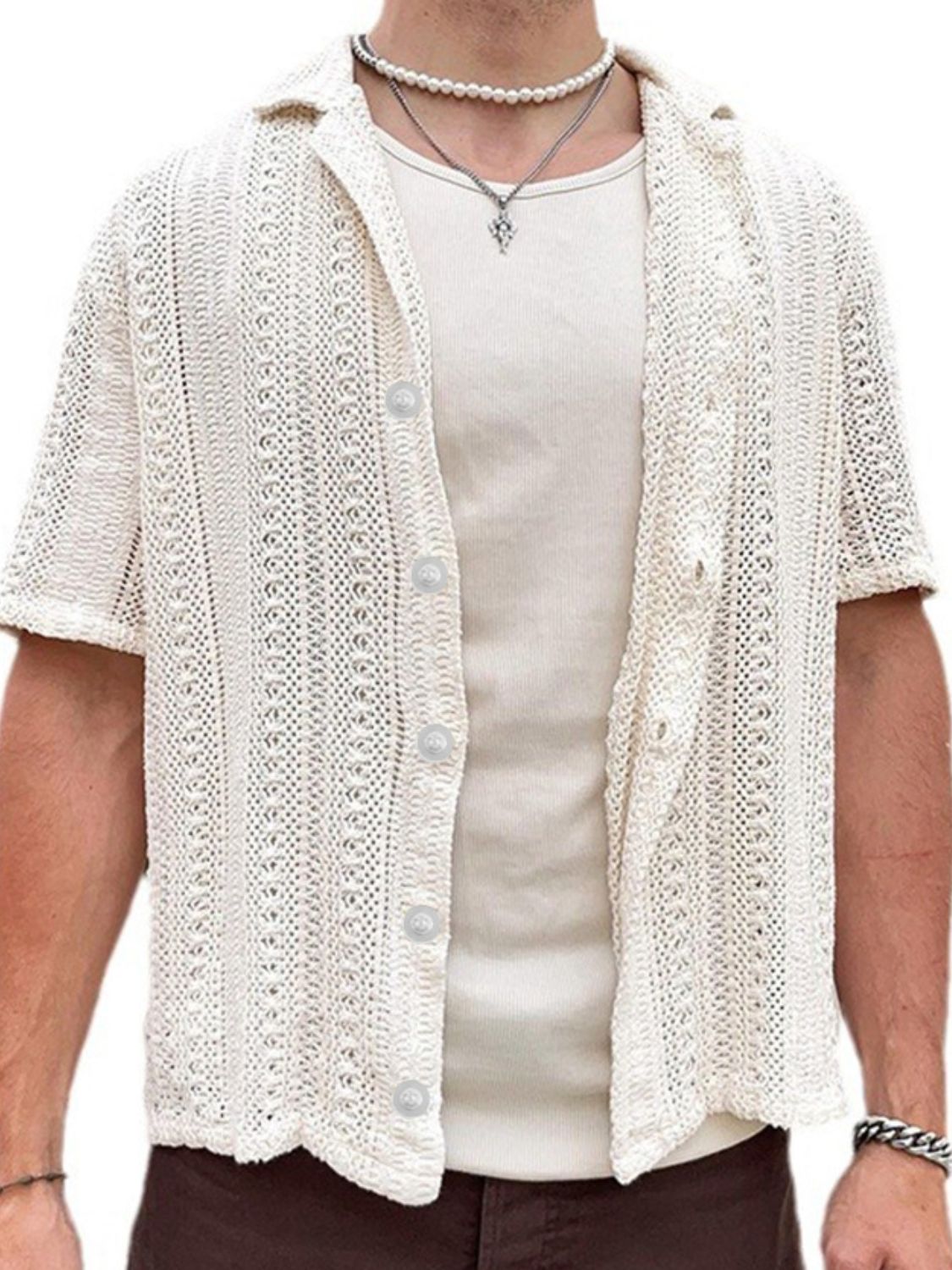 Men's Full Size Button Down Short Sleeve Shirt