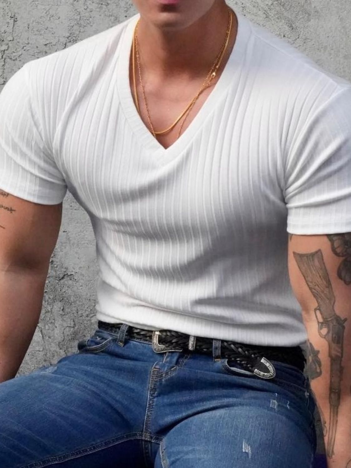 Men's Plus Size V-Neck Short Sleeve T-Shirt