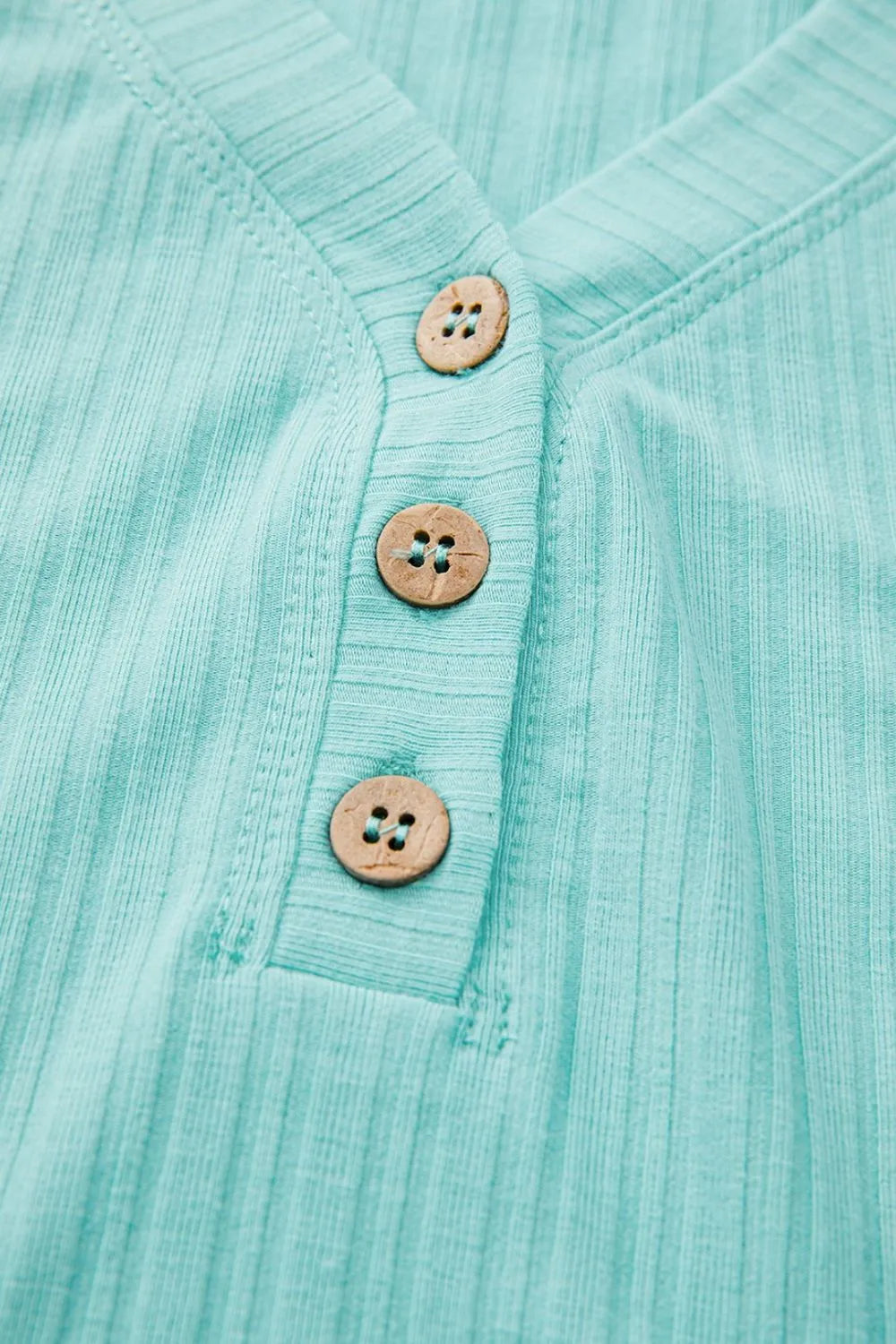 Ribbed Button V Neck Tank Top and Shorts Set