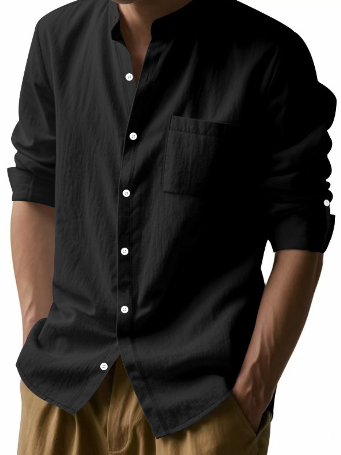 Men's Full Size Button Down Long Sleeve Shirt