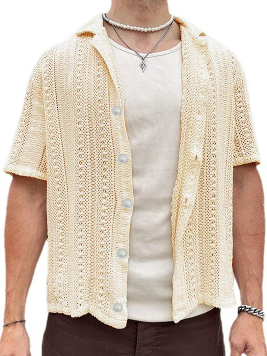 Men's Full Size Button Down Short Sleeve Shirt
