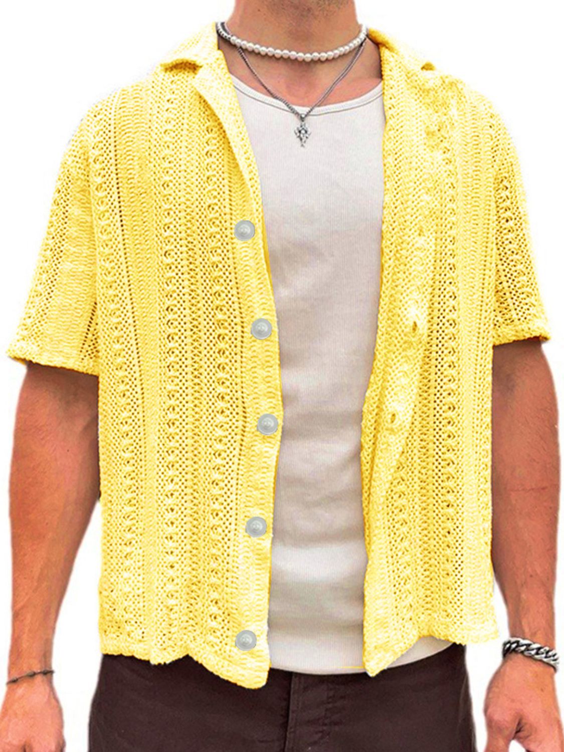 Men's Full Size Button Down Short Sleeve Shirt